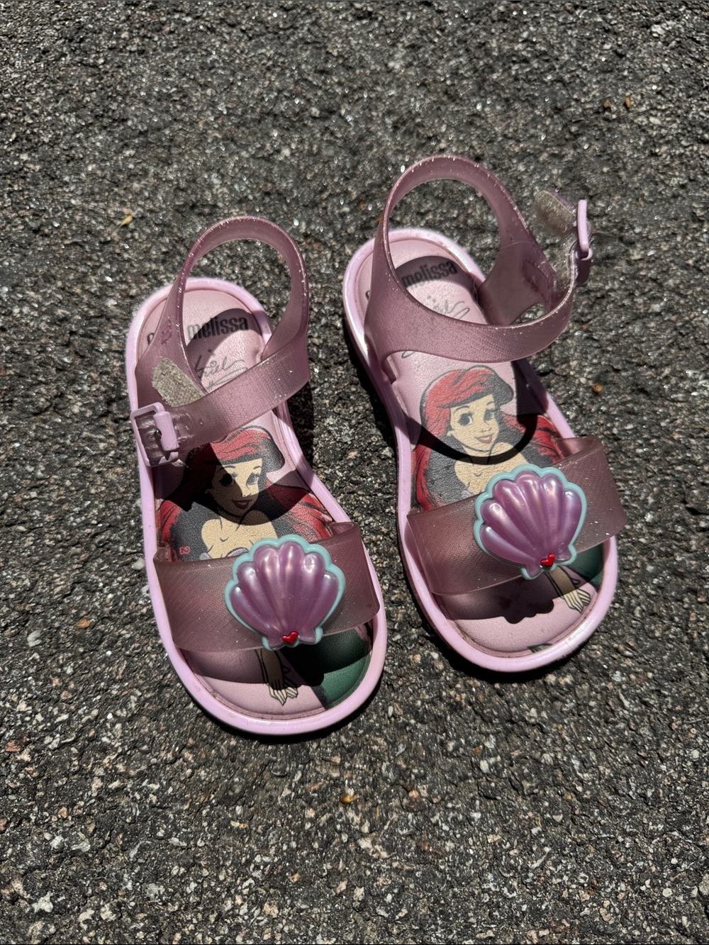 Mini Melissa Pink Ariel Seashell Jelly Sandals for Kids